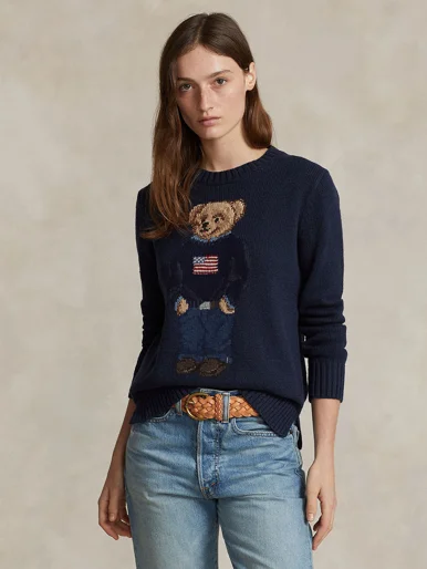 POLO RALPH LAUREN Áo Sweater Nữ Tay Dài Polo Bear Cotton-Linen Sweater