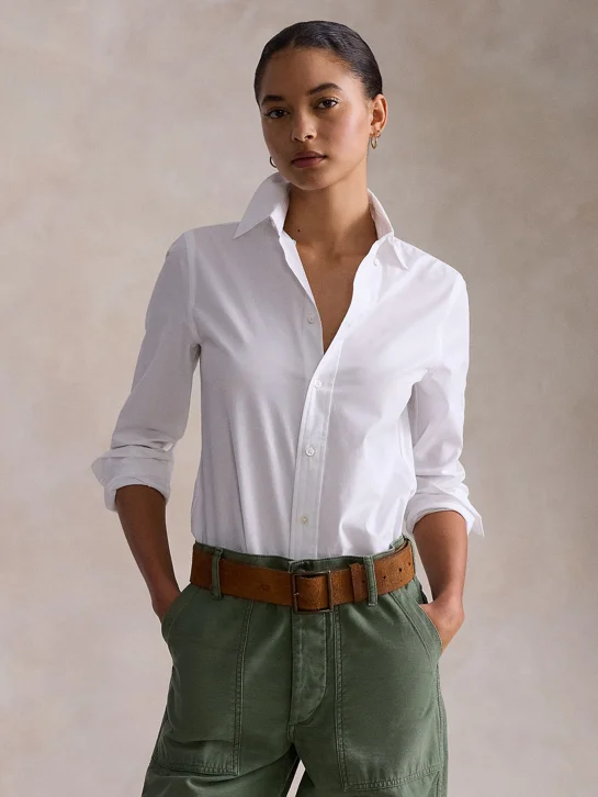 POLO RALPH LAUREN Áo Sơ Mi Nữ Tay Dài Stretch Slim Fit Cotton Shirt