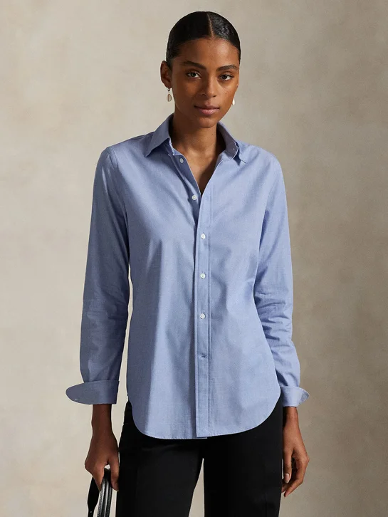 POLO RALPH LAUREN Áo Sơ Mi Nữ Tay Dài Stretch Slim Fit Cotton Shirt