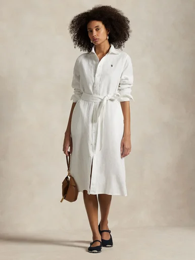 POLO RALPH LAUREN Đầm Nữ Belted Linen Shirtdress