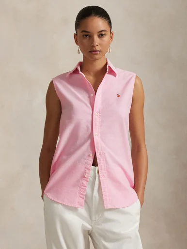 POLO RALPH LAUREN Áo Sơ Mi Nữ Không Tay Classic Fit Sleeveless Oxford Shirt