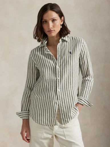 POLO RALPH LAUREN Áo Sơ Mi Nữ Tay Dài Classic Fit Striped Linen Shirt