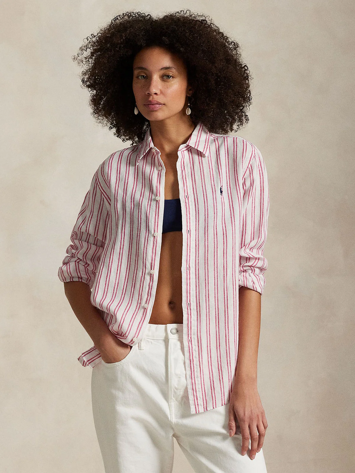 POLO RALPH LAUREN - Áo Sơ Mi Nữ Tay Dài Classic Fit Striped Linen Shirt ...