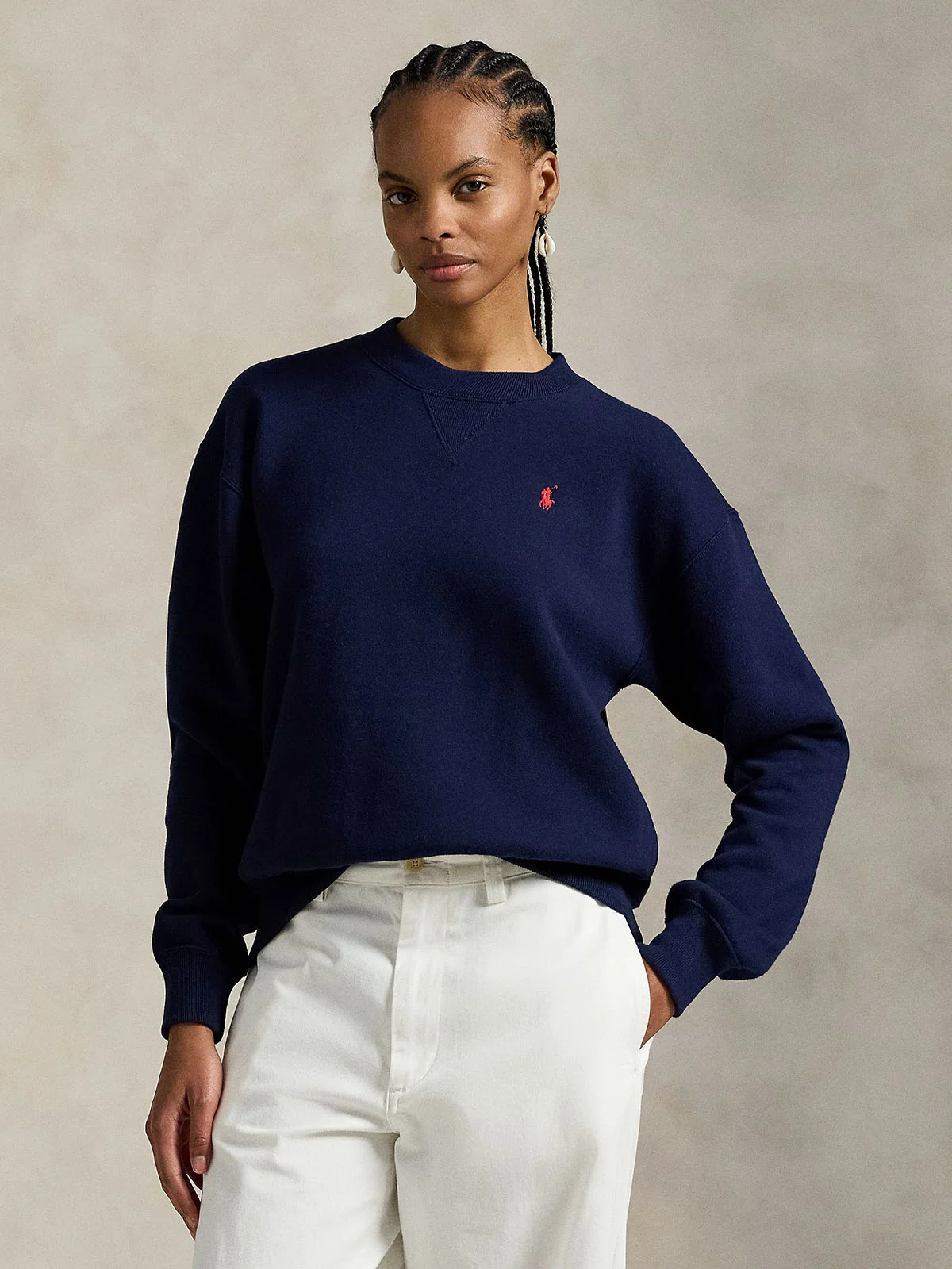 POLO RALPH LAUREN Áo Pullover Nữ Tay Dài Fleece Crewneck