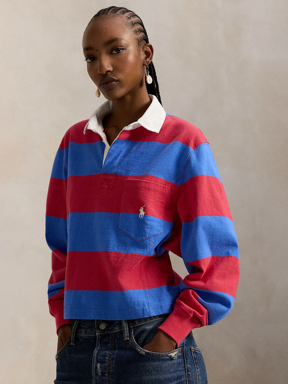 POLO RALPH LAUREN Áo Polo Nữ Tay Dài Jersey Shaped Rugby Shirt