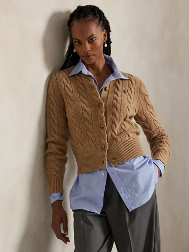 POLO RALPH LAUREN Áo Cardigan Nữ Tay Dài Cable-Knit Wool-Cashmere Cardigan