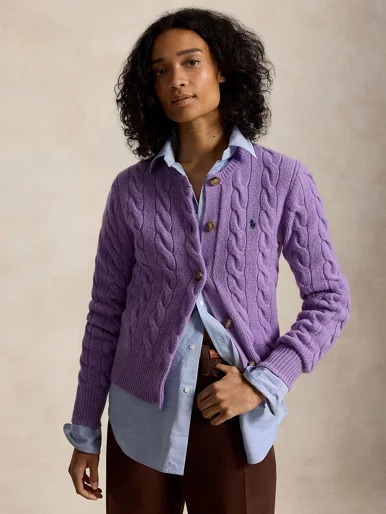 POLO RALPH LAUREN Áo Cardigan Nữ Tay Dài Cable-Knit Wool-Cashmere Cardigan