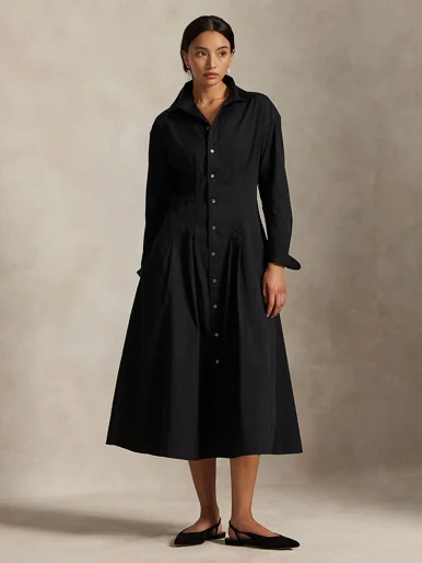 POLO RALPH LAUREN Đầm Nữ Pleated Cotton Shirtdress