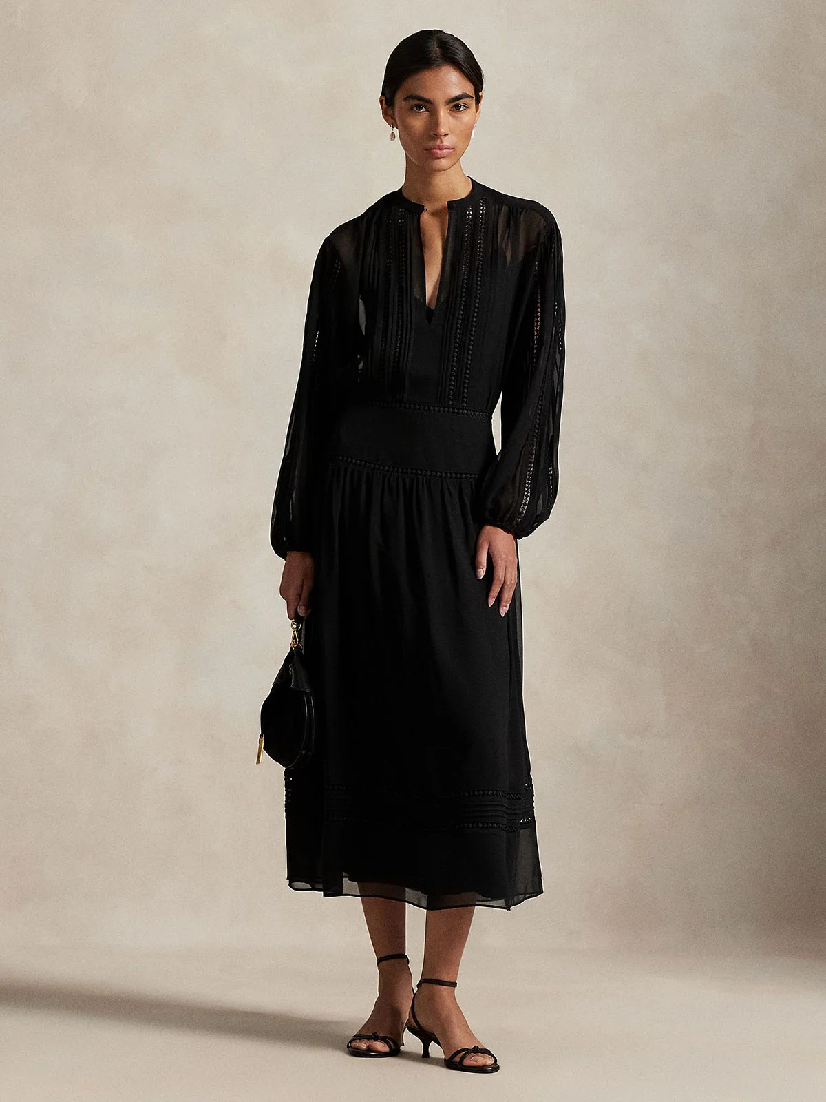 POLO RALPH LAUREN Đầm Nữ Lace-Trim Georgette Dress