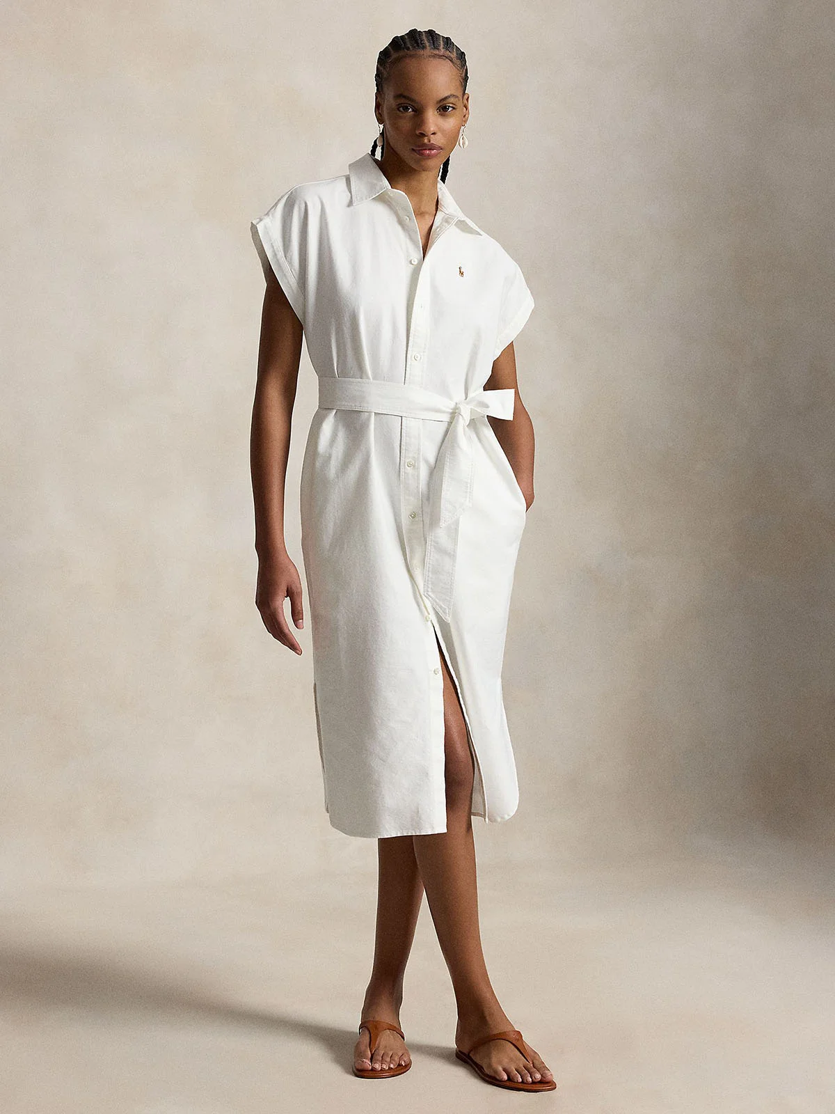 POLO RALPH LAUREN Đầm Nữ Belted Cotton Oxford Shirtdress