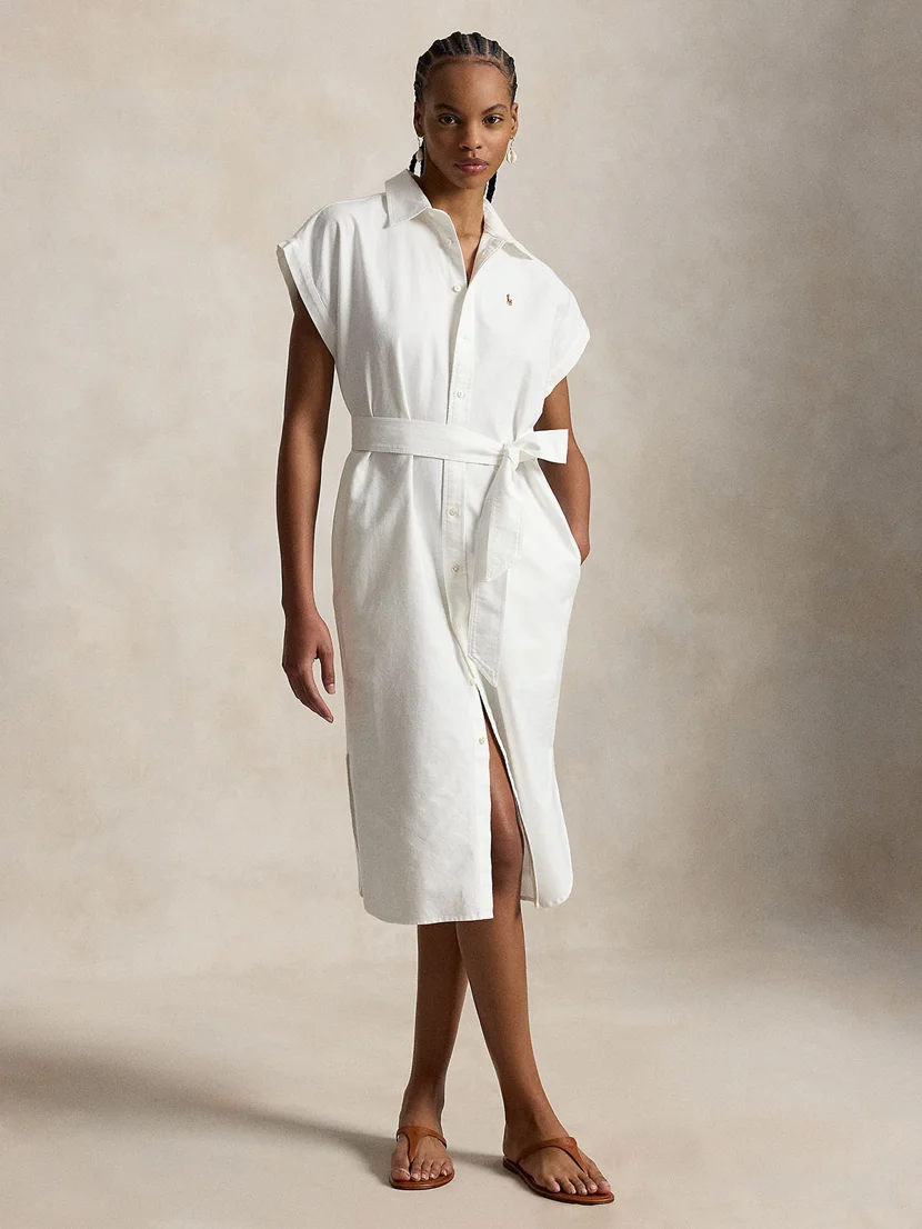 POLO RALPH LAUREN Đầm Nữ Belted Cotton Oxford Shirtdress
