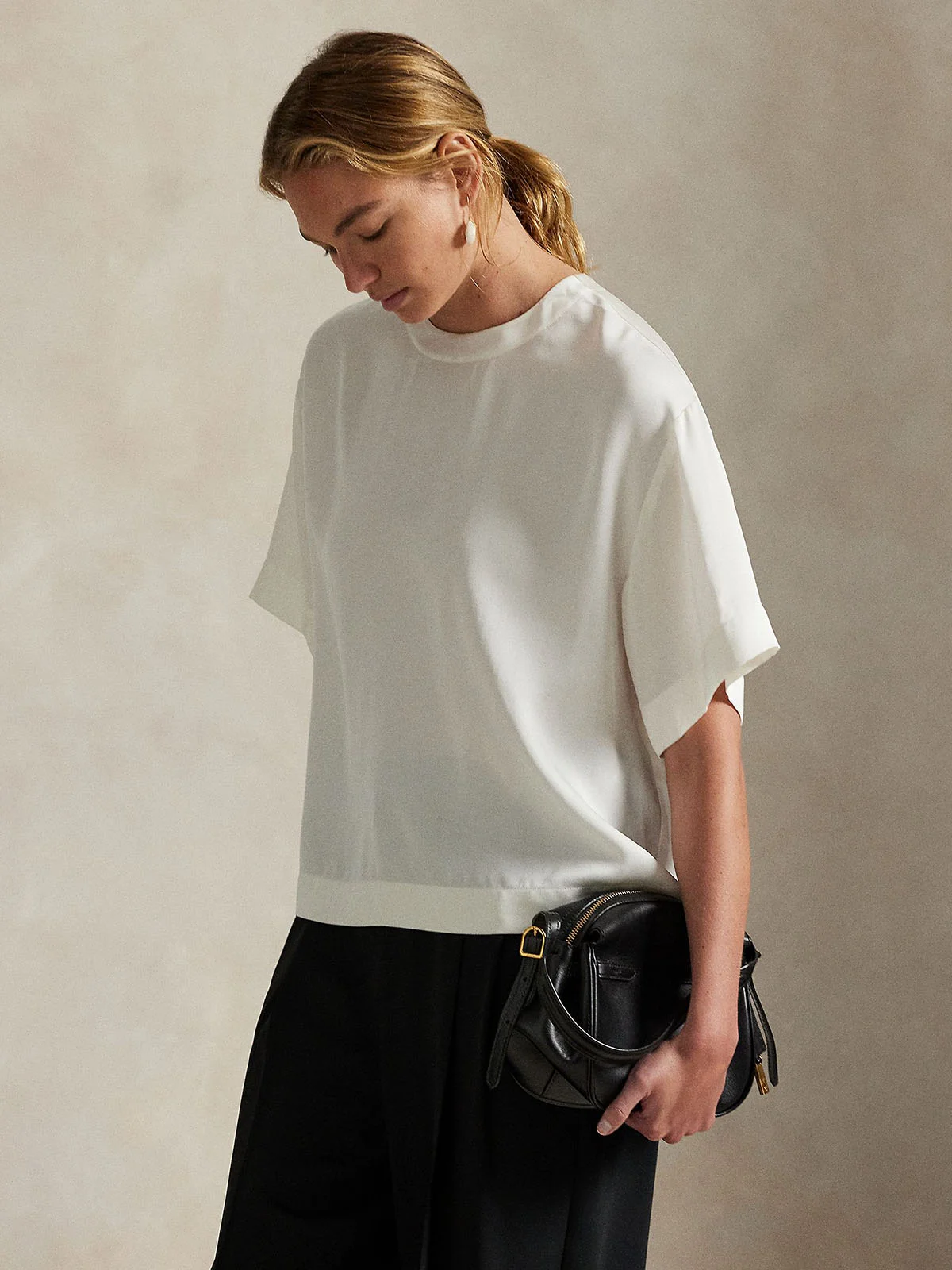 POLO RALPH LAUREN Áo Kiểu Nữ Tay Ngắn Oversize Satin Tee