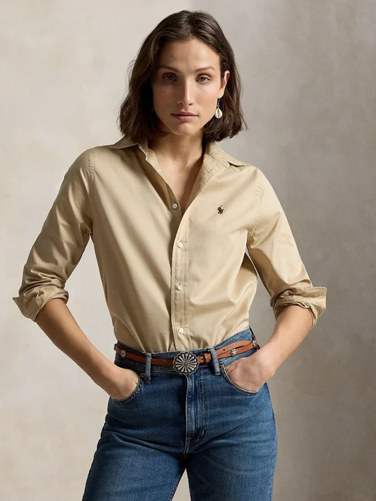 POLO RALPH LAUREN Áo Sơ Mi Nữ Tay Dài Classic Fit Cotton Twill Shirt