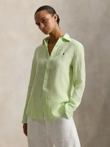 POLO RALPH LAUREN Áo Sơ Mi Nữ Tay Dài Classic Fit Striped Linen Shirt