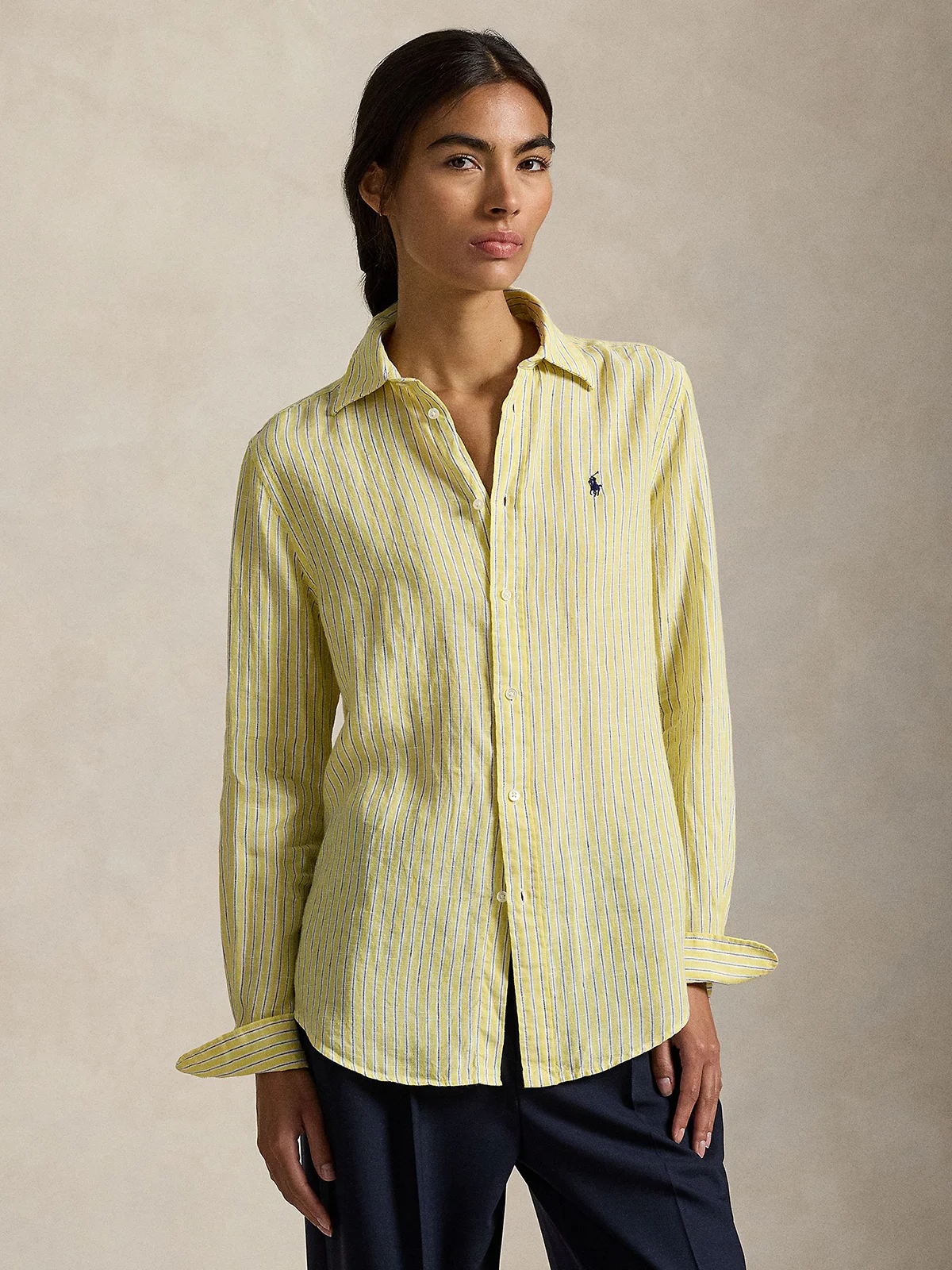 POLO RALPH LAUREN Áo Sơ Mi Nữ Tay Dài Classic Fit Striped Linen Shirt