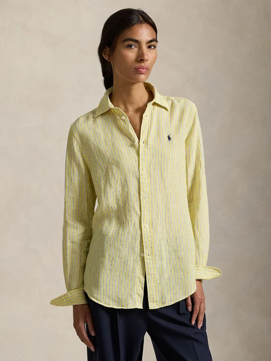 POLO RALPH LAUREN Áo Sơ Mi Nữ Tay Dài Classic Fit Striped Linen Shirt