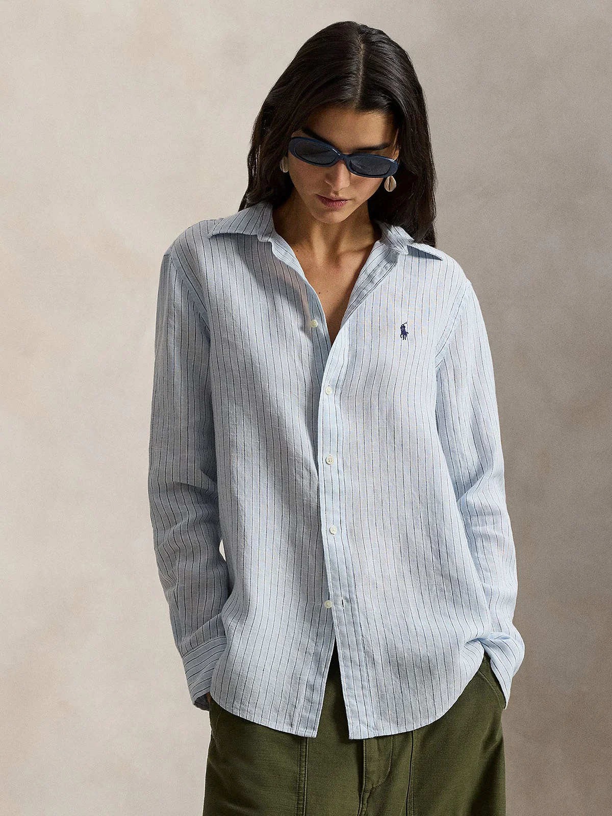 POLO RALPH LAUREN Áo Sơ Mi Nữ Tay Dài Classic Fit Striped Linen Shirt
