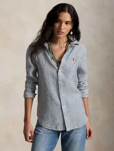 POLO RALPH LAUREN Áo Sơ Mi Nữ Tay Dài Classic Fit Striped Linen Shirt