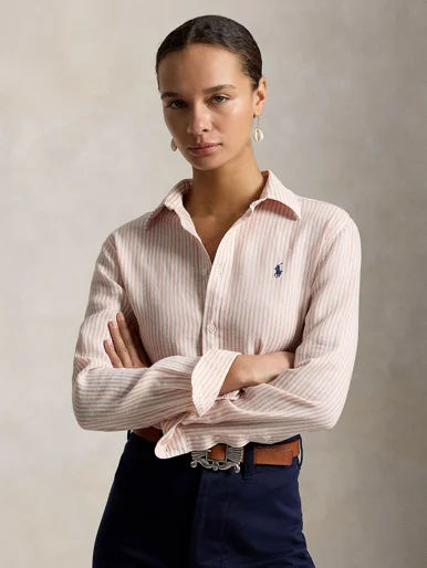 POLO RALPH LAUREN Áo Sơ Mi Nữ Tay Dài Classic Fit Striped Linen Shirt