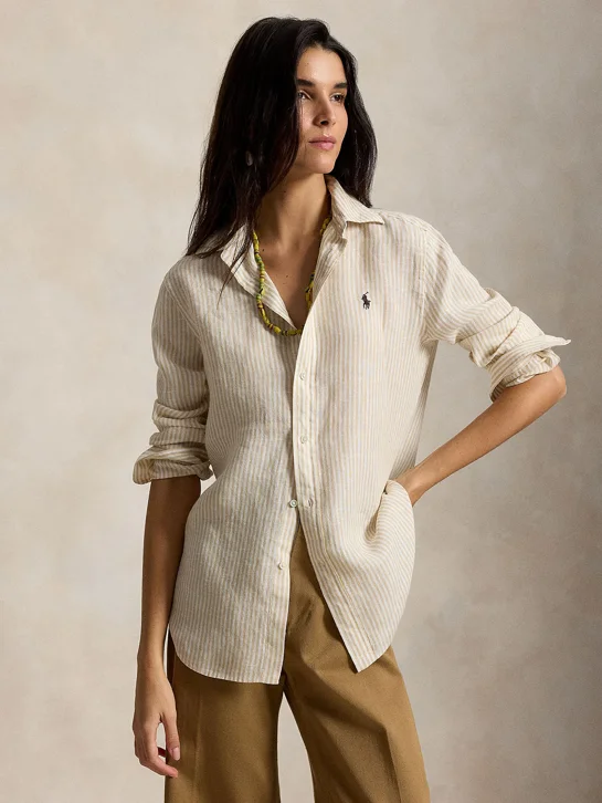 POLO RALPH LAUREN Áo Sơ Mi Nữ Tay Dài Classic Fit Striped Linen Shirt