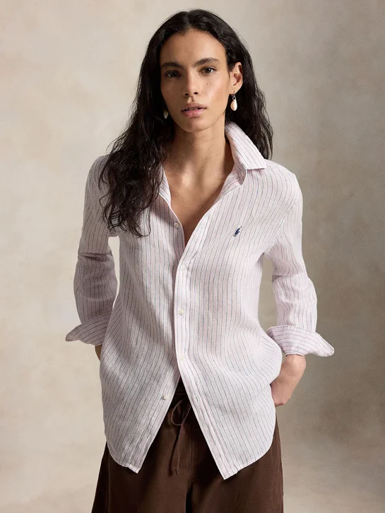 POLO RALPH LAUREN Áo Sơ Mi Nữ Tay Dài Classic Fit Striped Linen Shirt