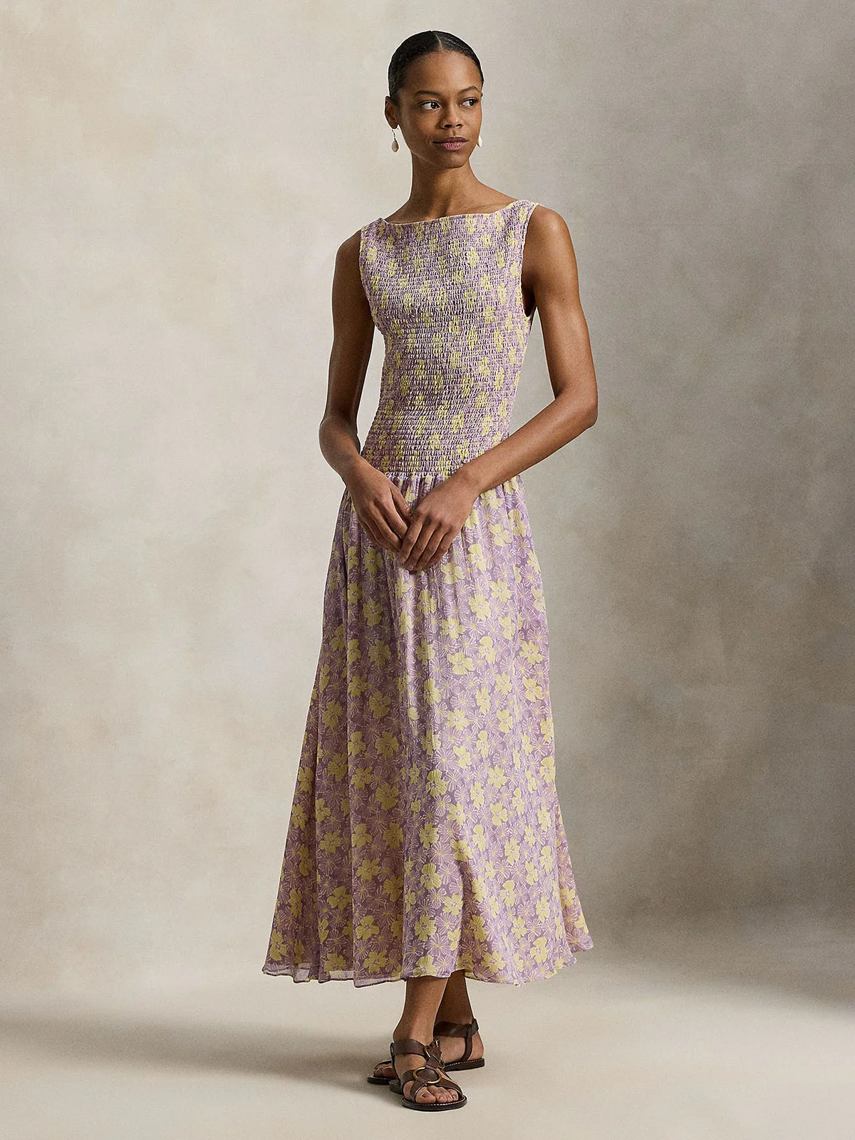 POLO RALPH LAUREN Đầm Nữ Floral Smocked Crinkled Dress