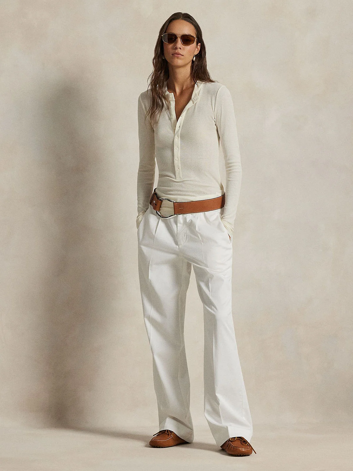 POLO RALPH LAUREN Quần Dài Nữ Pleated Cotton-Blend Relaxed Pant