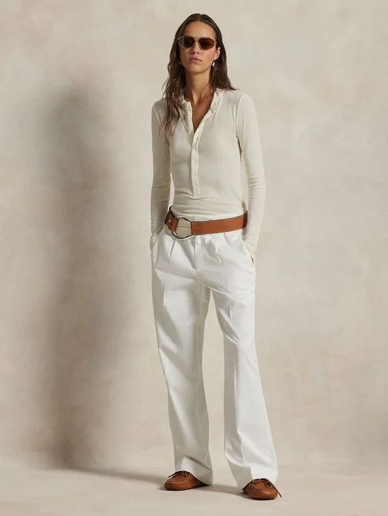 POLO RALPH LAUREN Quần Dài Nữ Pleated Cotton-Blend Relaxed Pant