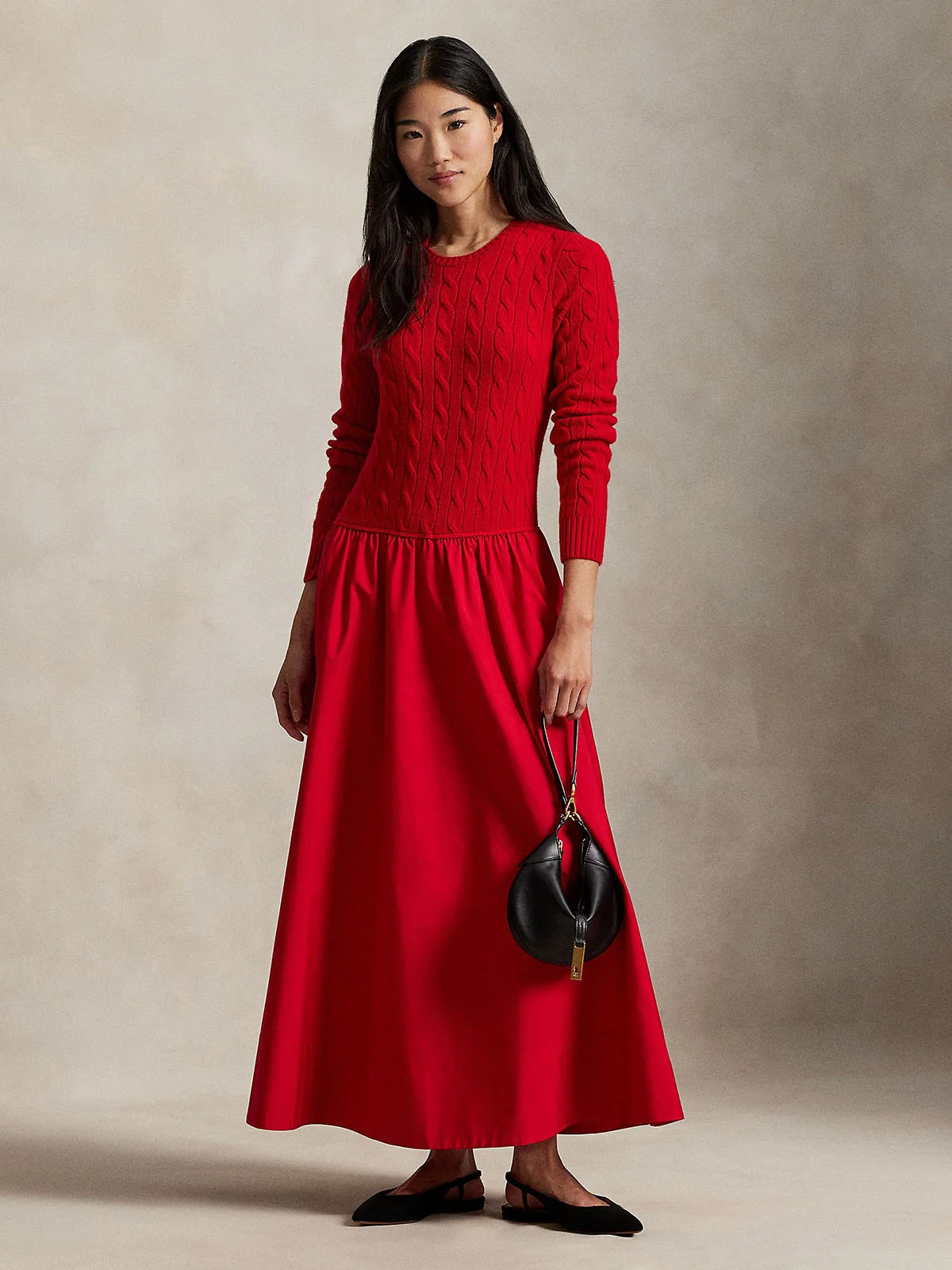 POLO RALPH LAUREN Đầm Nữ Cable-Knit Bodice Dress