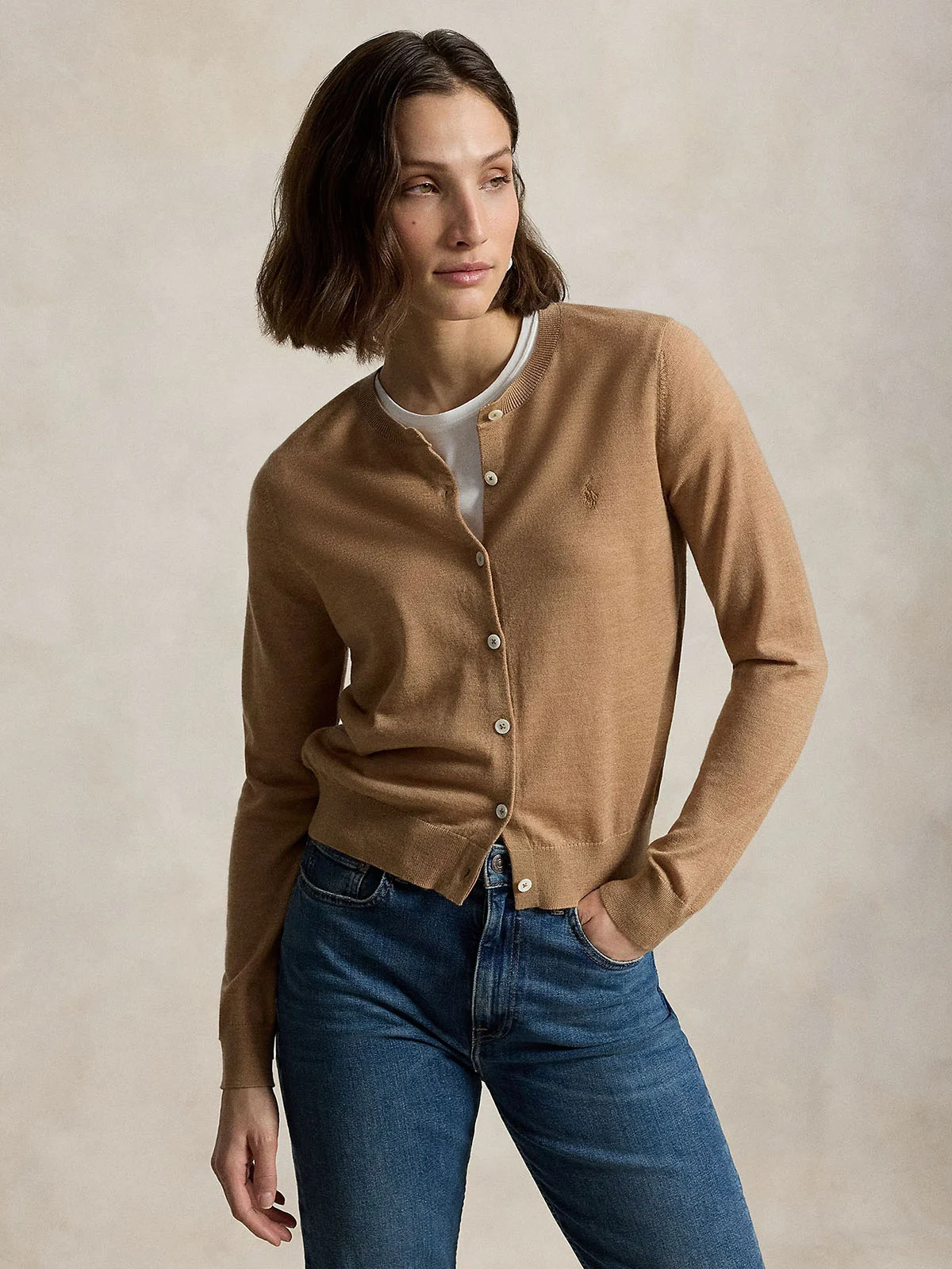 POLO RALPH LAUREN Áo Cardigan Nữ Tay Dài Merino Wool Crewneck Cardigan