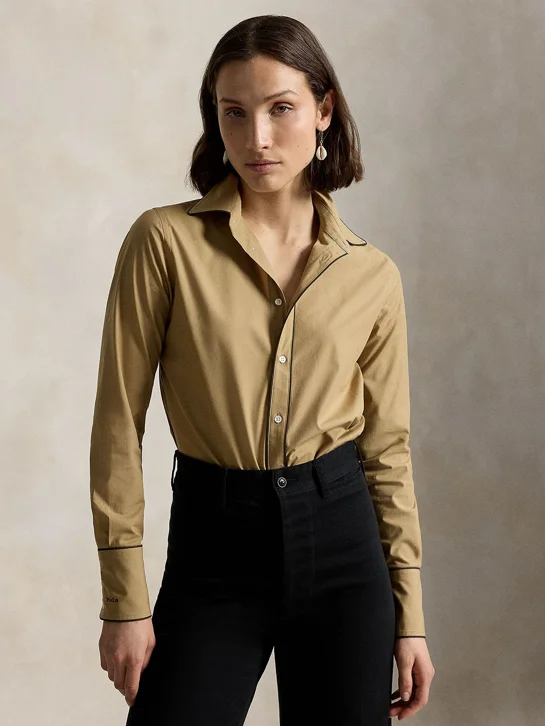 POLO RALPH LAUREN Áo Sơ Mi Nữ Tay Dài Stretch Slim Fit Stretch Cotton Shirt