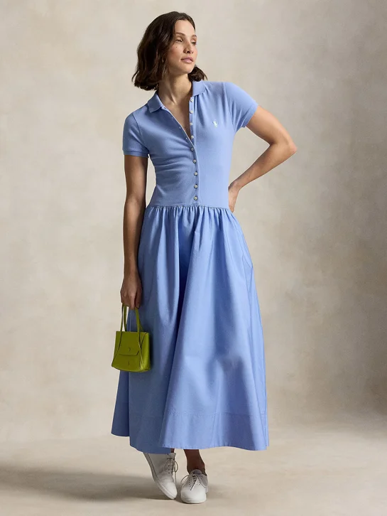 POLO RALPH LAUREN Đầm Nữ Hybrid Mesh Polo-Bodice Dress