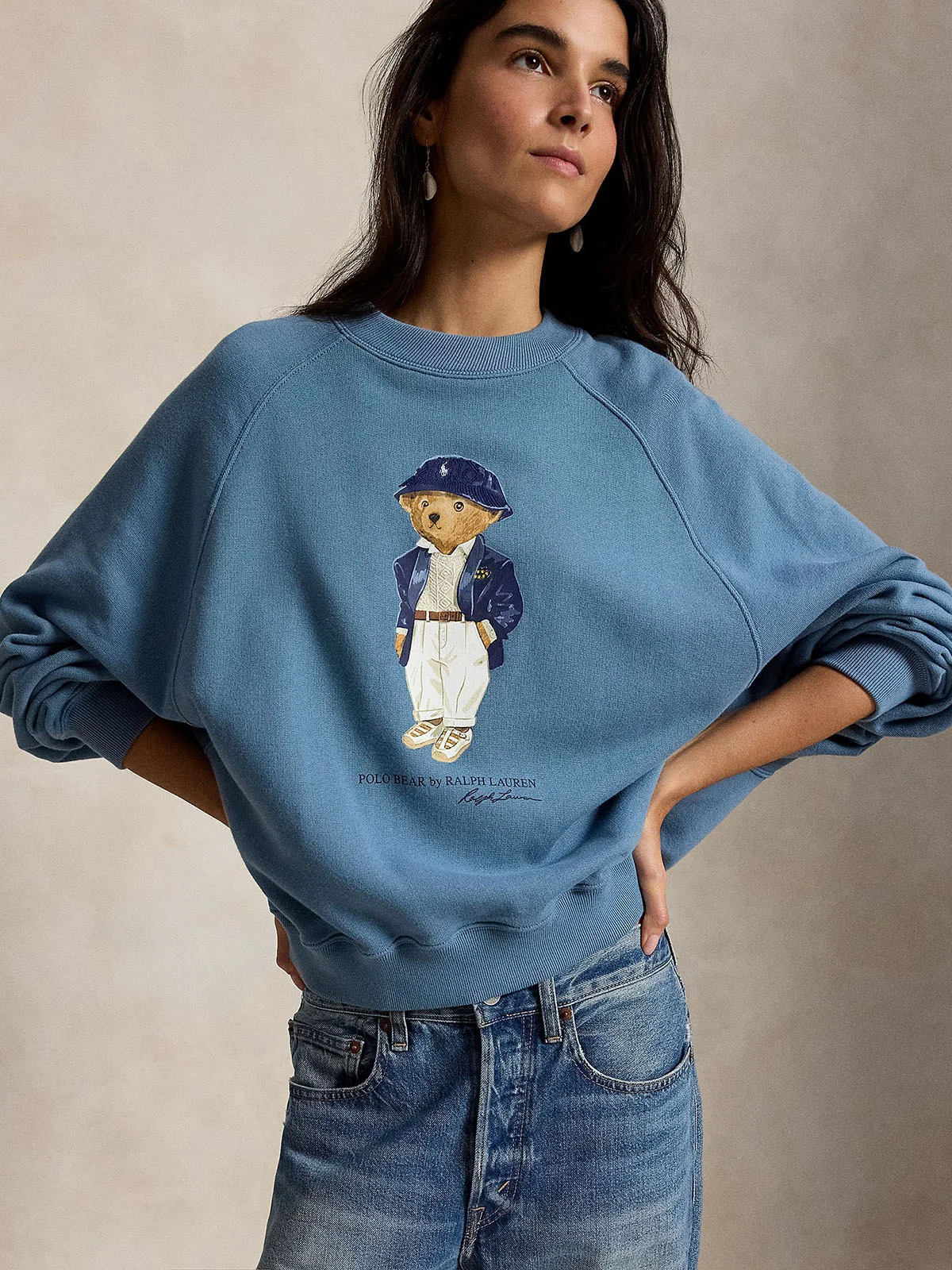 POLO RALPH LAUREN Áo Pullover Nữ Tay Dài Polo Bear Lightweight Fleece Crewneck