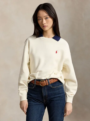 POLO RALPH LAUREN Áo Pullover Nữ Tay Dài Polo-Collar Fleece Crewneck