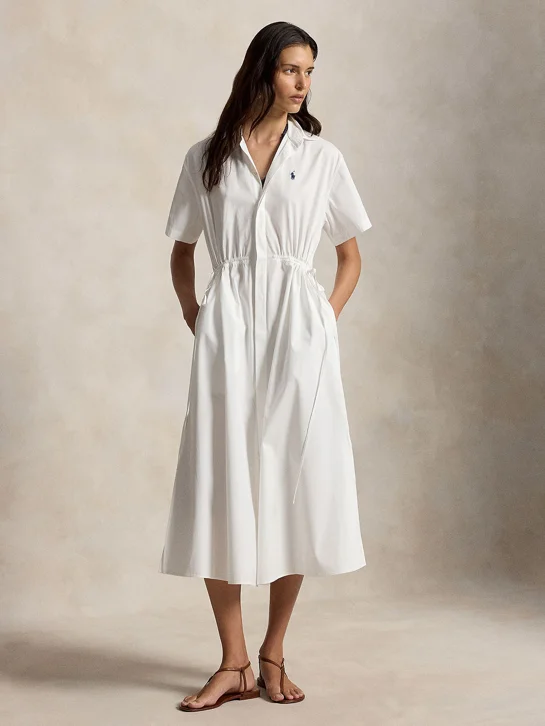 POLO RALPH LAUREN Đầm Nữ Cotton Drawcord Maxi Shirtdress