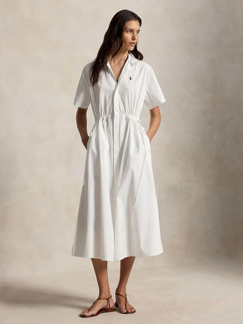 POLO RALPH LAUREN Đầm Nữ Cotton Drawcord Maxi Shirtdress