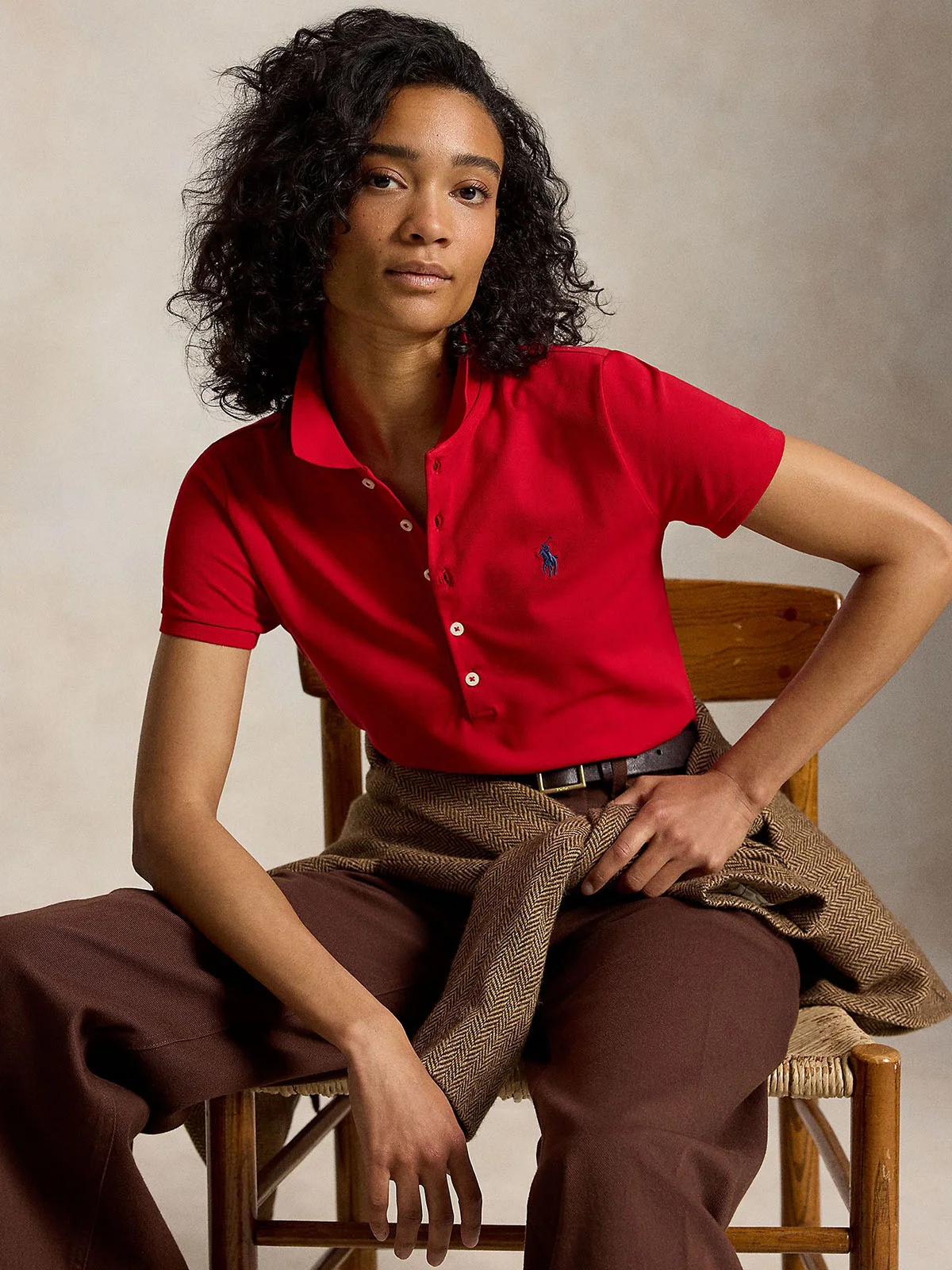 POLO RALPH LAUREN Áo Polo Nữ Tay Ngắn Slim Fit Stretch Polo Shirt
