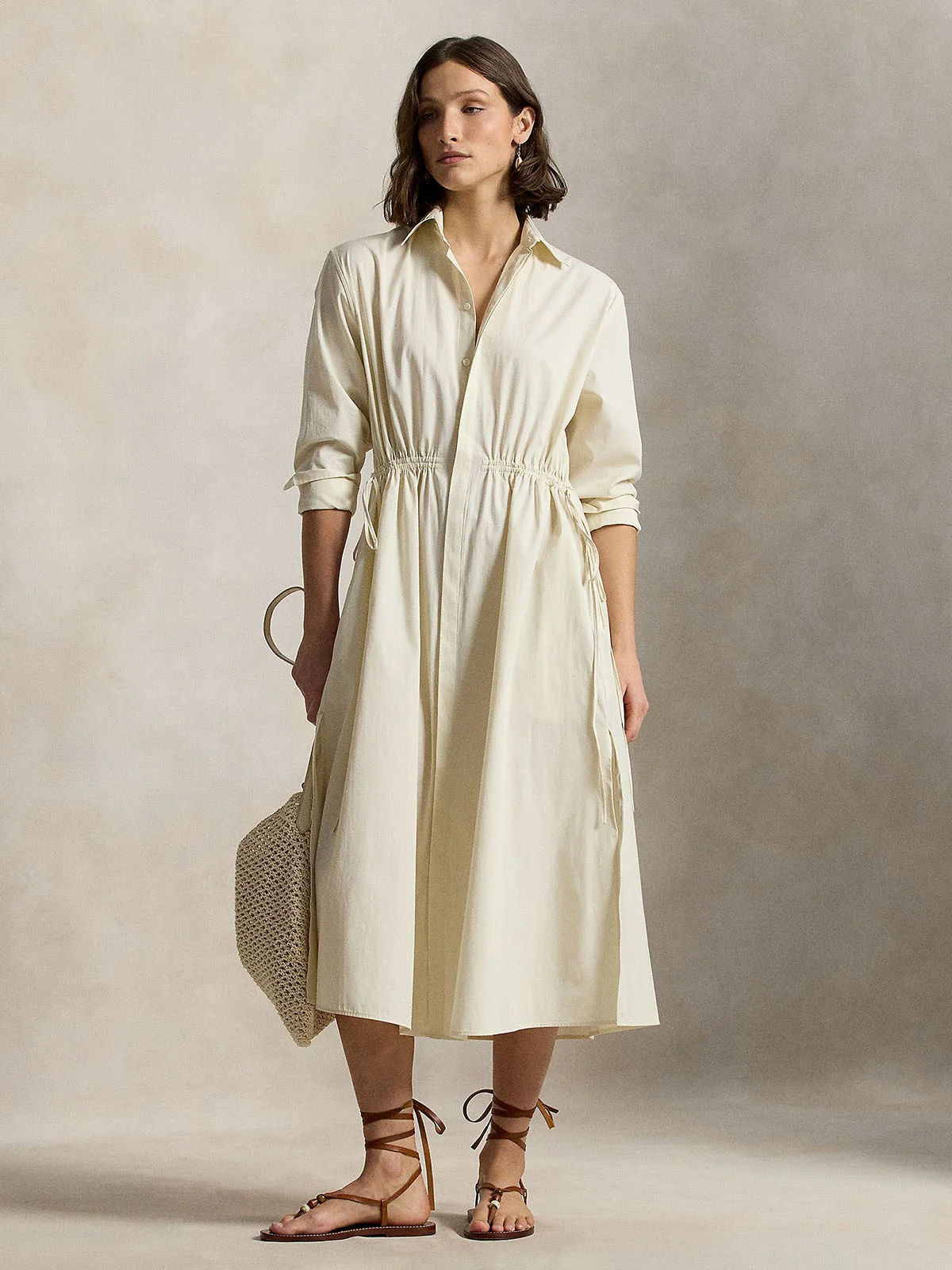 POLO RALPH LAUREN Đầm Nữ Cotton Drawcord Shirtdress
