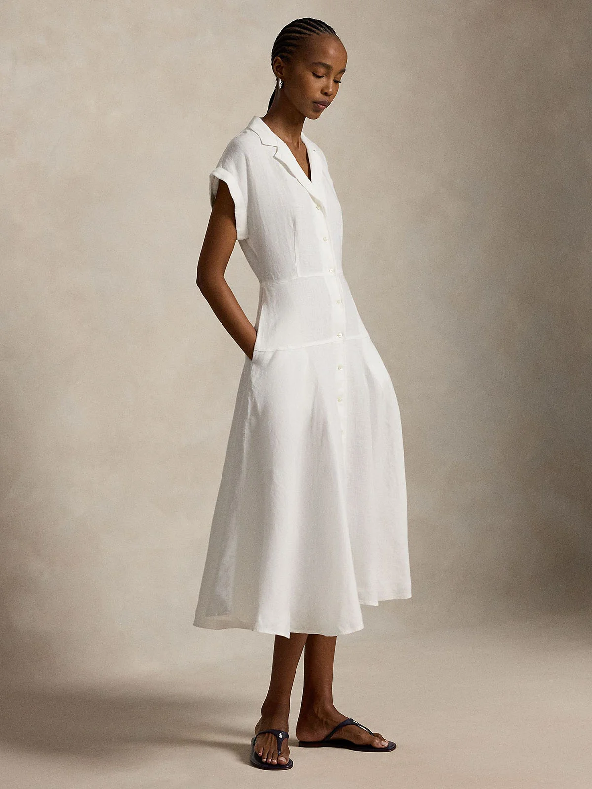 POLO RALPH LAUREN Đầm Nữ Linen Short-Sleeve Shirtdress