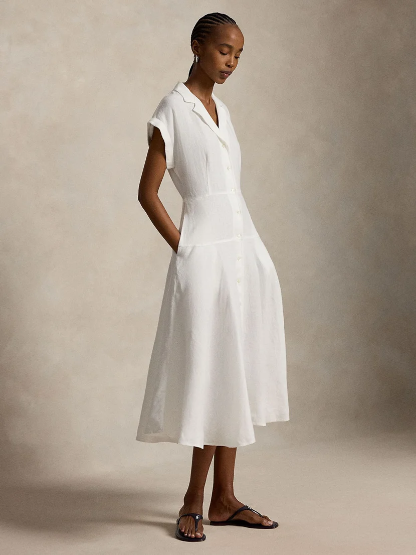 POLO RALPH LAUREN Đầm Nữ Linen Short-Sleeve Shirtdress