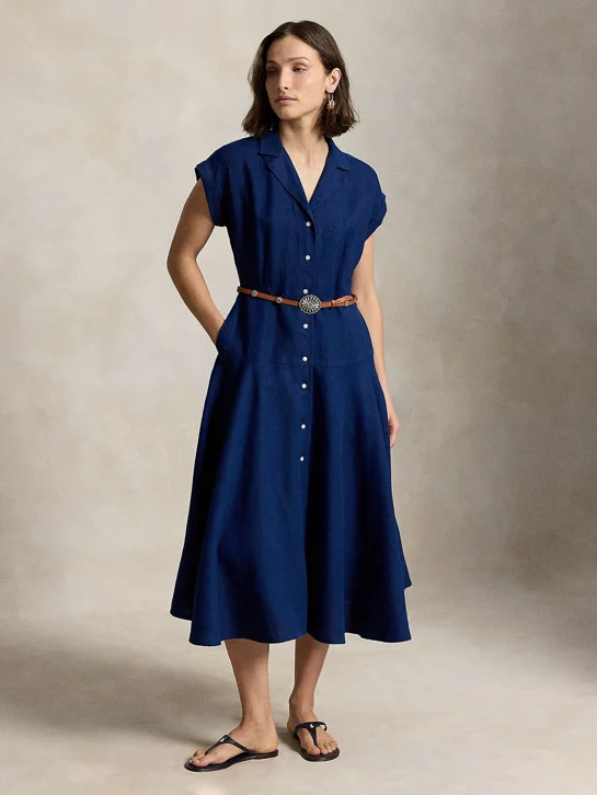 POLO RALPH LAUREN Đầm Nữ Linen Short-Sleeve Shirtdress