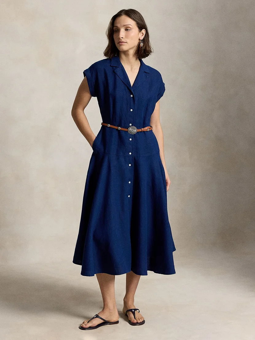 POLO RALPH LAUREN Đầm Nữ Linen Short-Sleeve Shirtdress