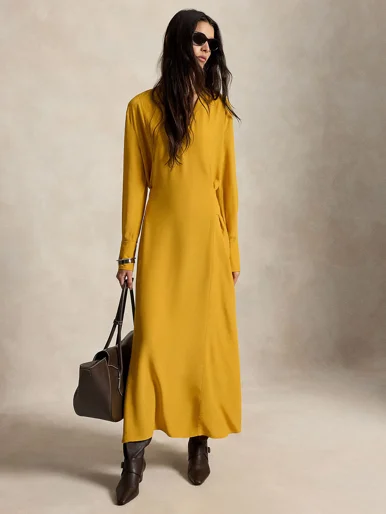 POLO RALPH LAUREN Đầm Nữ Tie-Front Crepe Dress