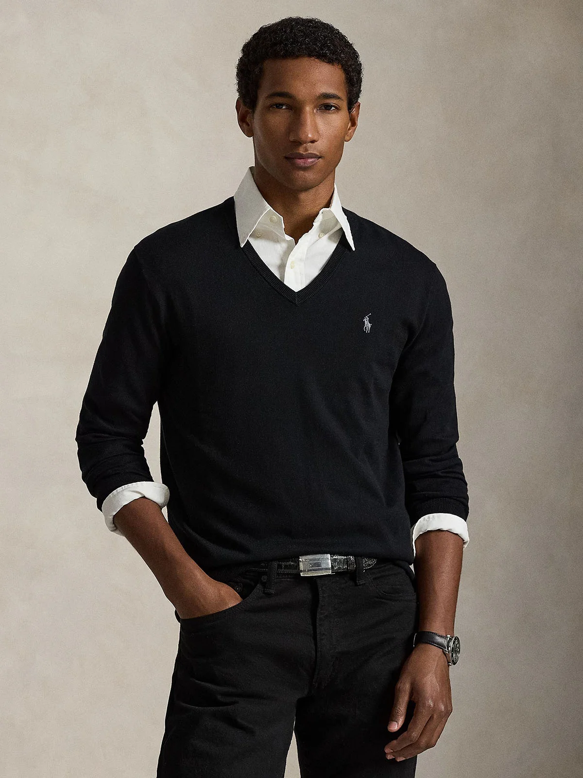 POLO RALPH LAUREN Áo Pullover Nam Tay Dài Slim Fit Cotton V-Neck Sweater