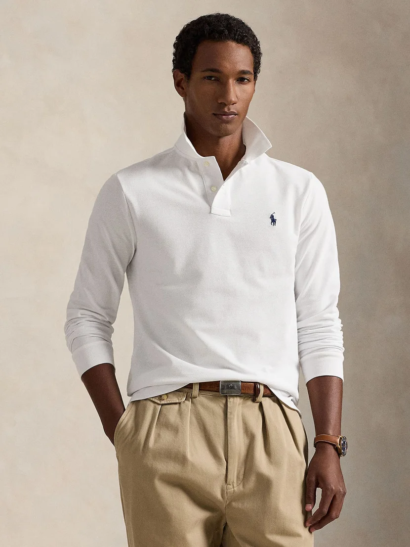 POLO RALPH LAUREN Áo Polo Nam Tay Dài Custom Slim Fit Mesh Polo Shirt