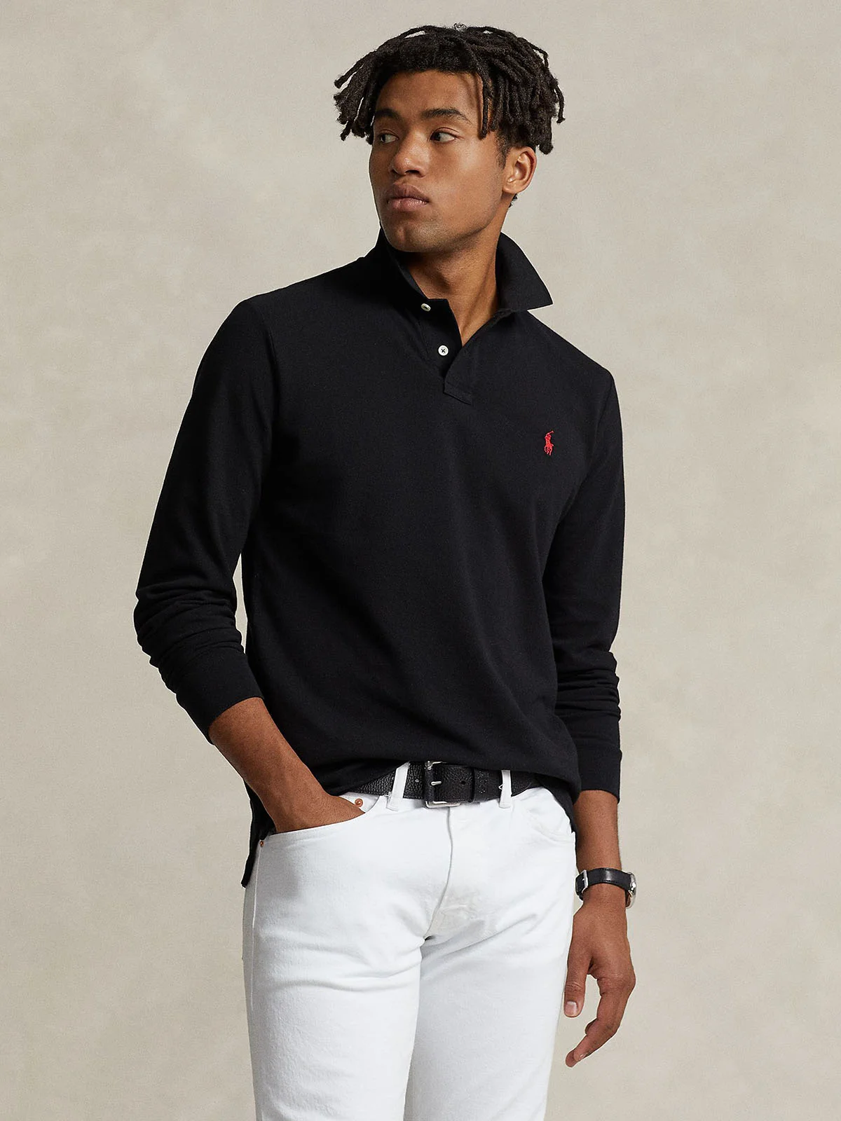 POLO RALPH LAUREN Áo Polo Nam Tay Dài Custom Slim Fit Mesh Polo Shirt