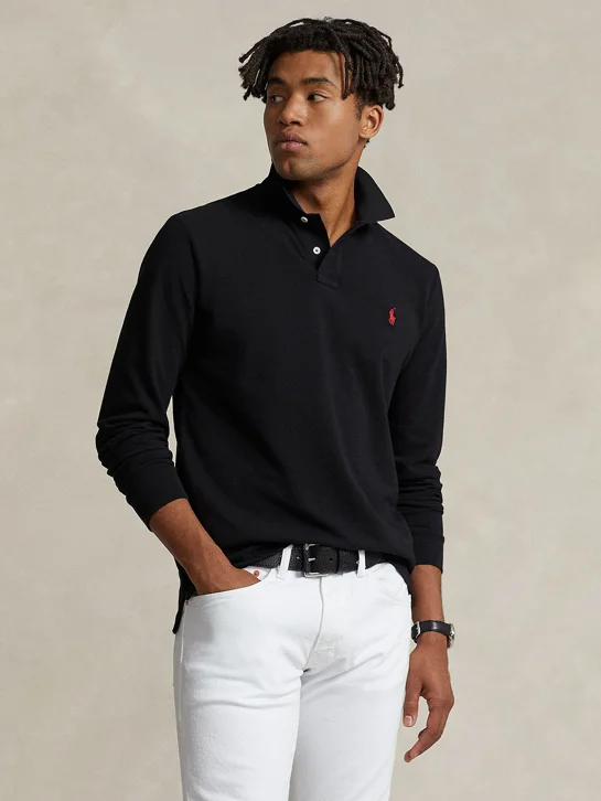 POLO RALPH LAUREN Áo Polo Nam Tay Dài Custom Slim Fit Mesh Polo Shirt