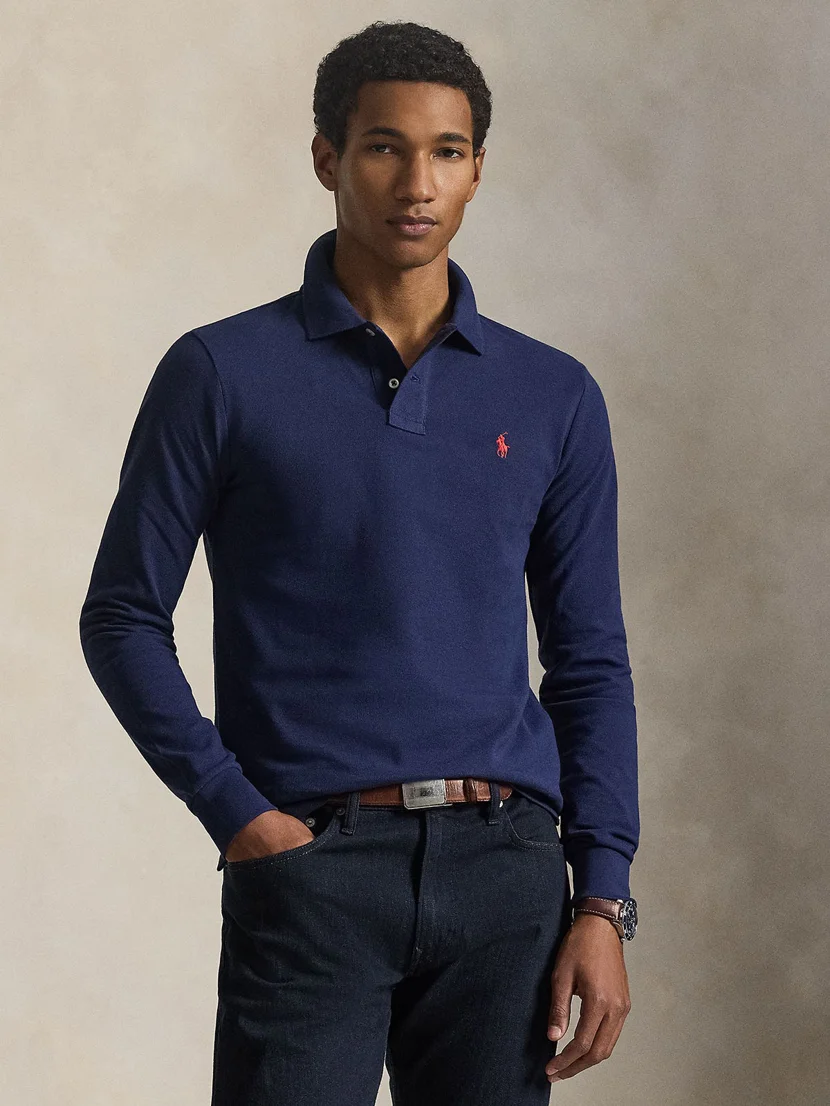 POLO RALPH LAUREN Áo Polo Nam Tay Dài Slim Fit Mesh Long-Sleeve Polo