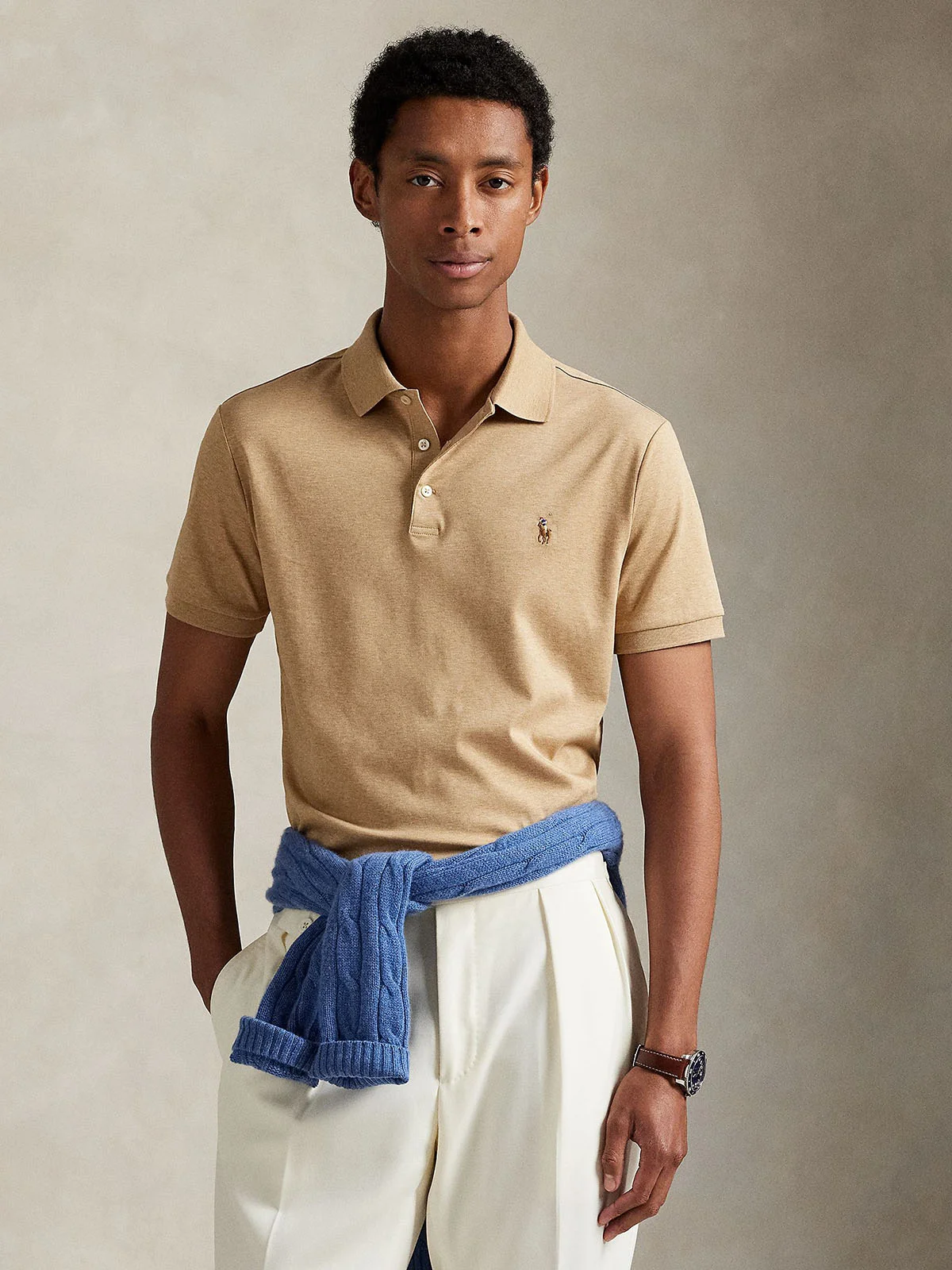 POLO RALPH LAUREN Áo Polo Nam Tay Ngắn Custom Slim Fit Soft Cotton Polo Shirt