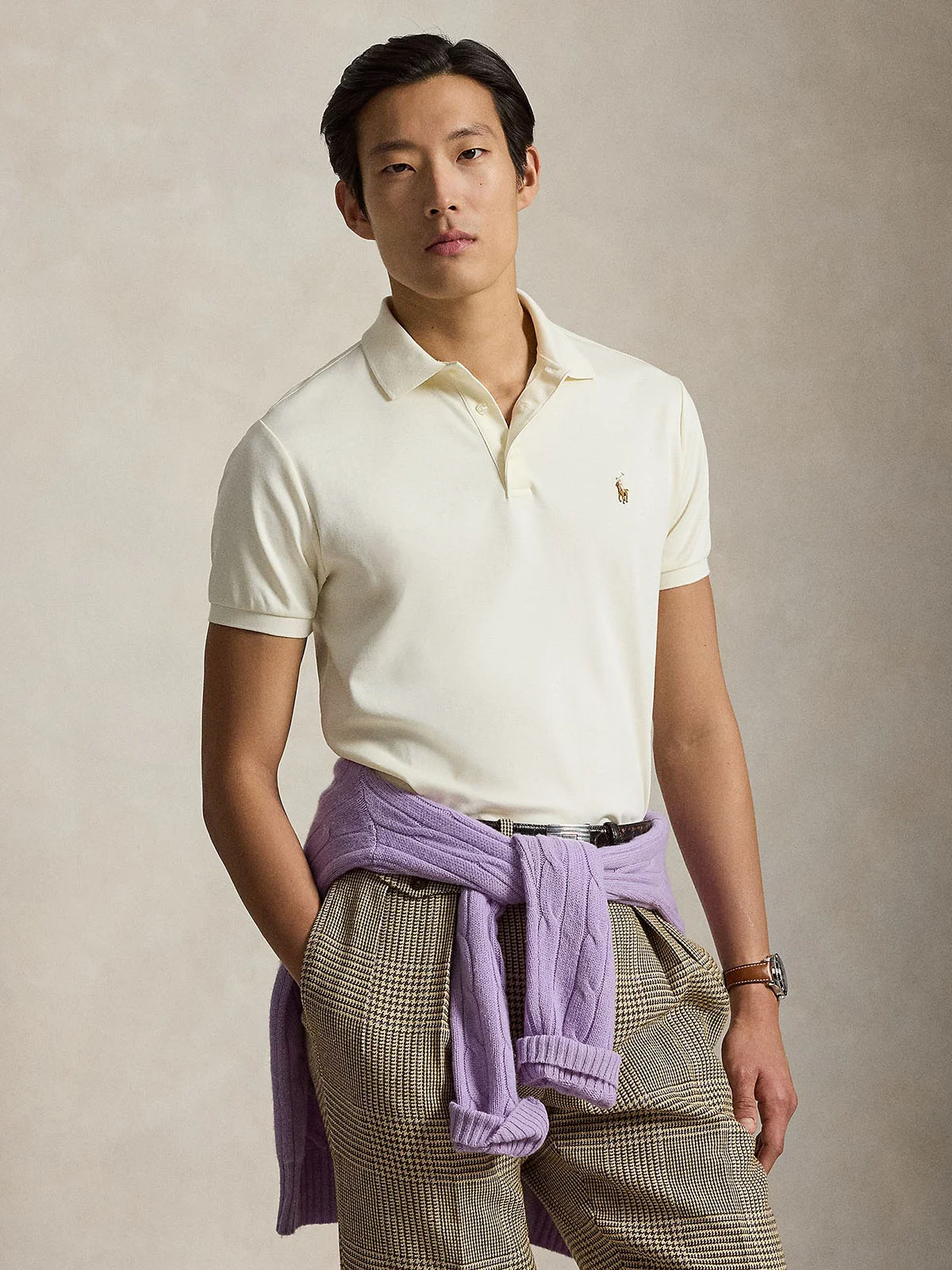 POLO RALPH LAUREN Áo Polo Nam Tay Ngắn Custom Slim Fit Soft Cotton Polo Shirt